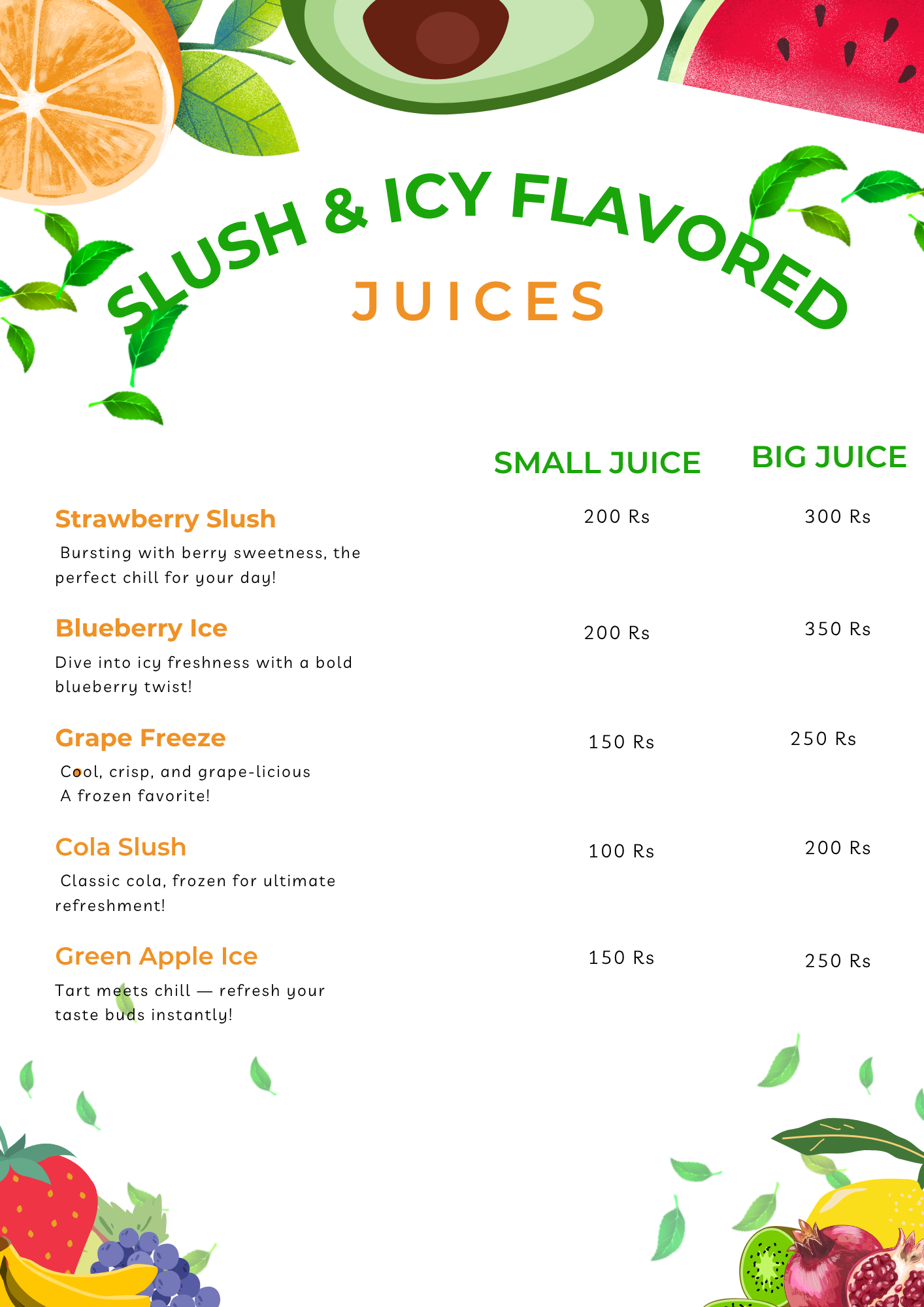  Slush & Icy Flavored Juices